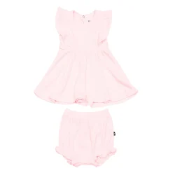 New Kyte Baby Ribbed Peplum Dress Set in Sakura