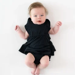New Kyte Baby Ribbed Peplum Dress Set in Midnight
