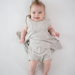Outlet Kyte Baby Ribbed Peplum Dress Set in Oat