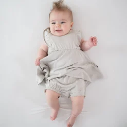 Outlet Kyte Baby Ribbed Peplum Dress Set in Oat