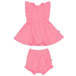 Best Kyte Baby Ribbed Peplum Dress Set in Guava