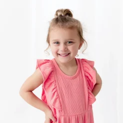 Best Kyte Baby Ribbed Peplum Dress Set in Guava