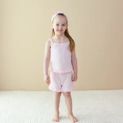 Kyte Baby Ribbed Ruffle Tank Set in Sakura