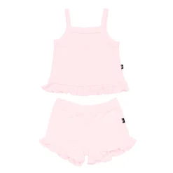 Kyte Baby Ribbed Ruffle Tank Set in Sakura