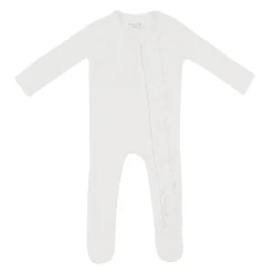 Best Kyte Baby Ribbed Ruffle Zipper Footie in Cloud