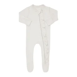 Sale Kyte Baby Ribbed Ruffle Zipper Footie in Oat