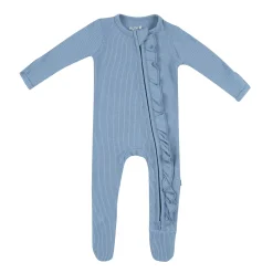 Discount Kyte Baby Ribbed Ruffle Zipper Footie in Slate