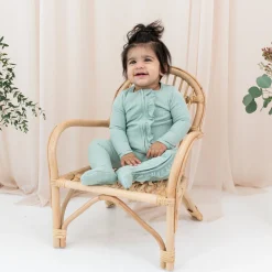 Kyte Baby Ribbed Ruffle Zipper Footie in Sage