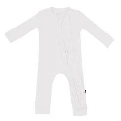 Best Kyte Baby Ribbed Ruffle Zipper Romper in Cloud
