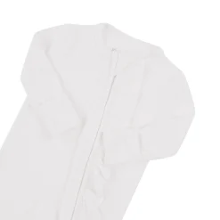 Best Kyte Baby Ribbed Ruffle Zipper Romper in Cloud