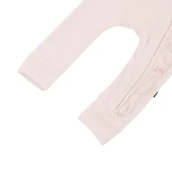 Clearance Kyte Baby Ribbed Ruffle Zipper Romper in Blush