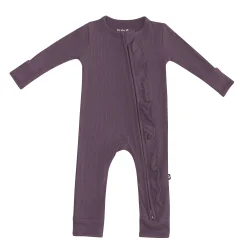 Outlet Kyte Baby Ribbed Ruffle Zipper Romper in Currant