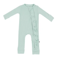 Best Kyte Baby Ribbed Ruffle Zipper Romper in Sage