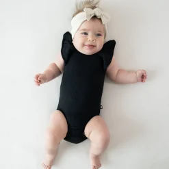 Outlet Kyte Baby Ribbed Sleeveless Ruffle Leotard in Midnight