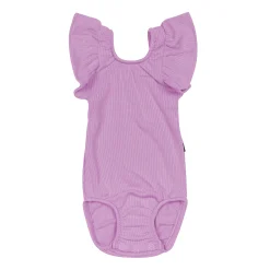 Best Kyte Baby Ribbed Sleeveless Ruffle Leotard in Poi