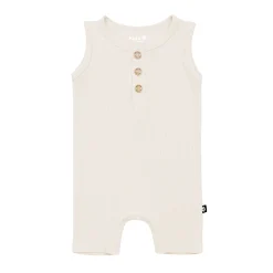 Sale Kyte Baby Ribbed Sleeveless Shortall in Oat