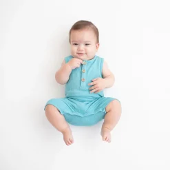 Online Kyte Baby Ribbed Sleeveless Shortall in Makai