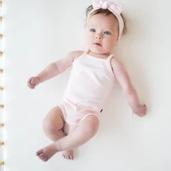 Clearance Kyte Baby Ribbed Spaghetti Strap Bodysuit in Sakura