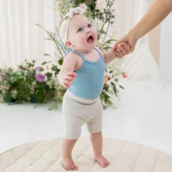 Outlet Kyte Baby Ribbed Toddler Biker Shorts in Oat
