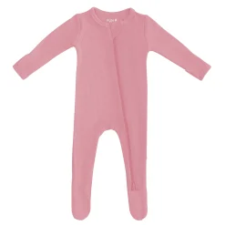 Hot Kyte Baby Ribbed Zipper Footie in Apple Blossom