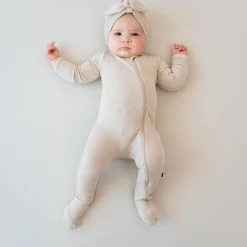 Clearance Kyte Baby Ribbed Zipper Footie in Bisque