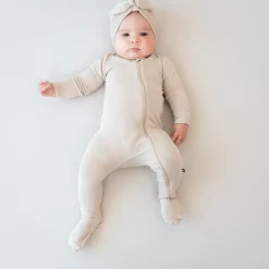 Clearance Kyte Baby Ribbed Zipper Footie in Bisque