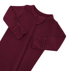 Clearance Kyte Baby Ribbed Zipper Footie in Burgundy