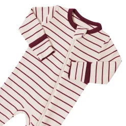 Best Kyte Baby Ribbed Zipper Footie in Burgundy Stripe