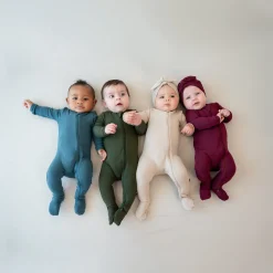 New Kyte Baby Ribbed Zipper Footie in Fir