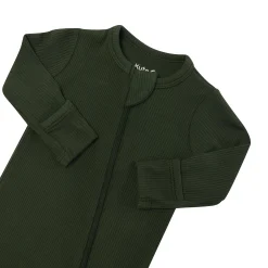 New Kyte Baby Ribbed Zipper Footie in Fir