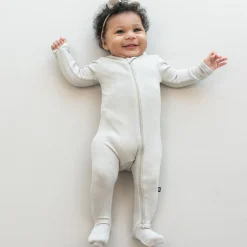 Clearance Kyte Baby Ribbed Zipper Footie in Oat