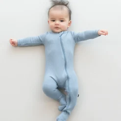 Sale Kyte Baby Ribbed Zipper Footie in Slate