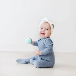 Sale Kyte Baby Ribbed Zipper Footie in Slate