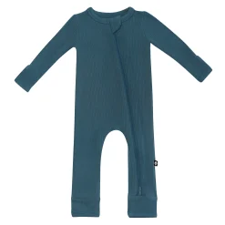 Kyte Baby Ribbed Zipper Romper in Atlantic