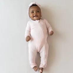 Online Kyte Baby Ribbed Zipper Romper in Blush