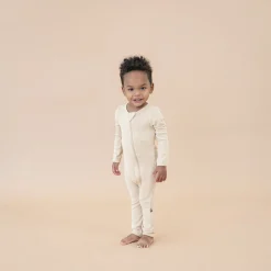 Sale Kyte Baby Ribbed Zipper Romper in Bisque