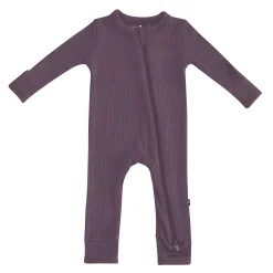 Clearance Kyte Baby Ribbed Zipper Romper in Currant
