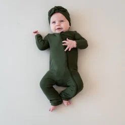 New Kyte Baby Ribbed Zipper Romper in Fir