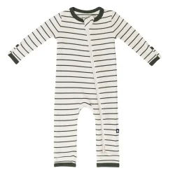 Clearance Kyte Baby Ribbed Zipper Romper in Fir Stripe