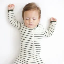 Clearance Kyte Baby Ribbed Zipper Romper in Fir Stripe