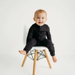Online Kyte Baby Ribbed Zipper Romper in Midnight