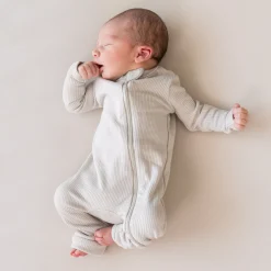 Outlet Kyte Baby Ribbed Zipper Romper in Oat