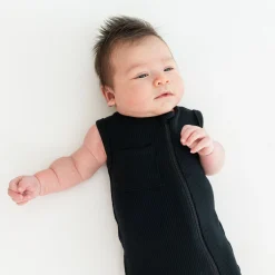 New Kyte Baby Ribbed Zippered Sleeveless Romper in Midnight