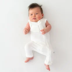 New Kyte Baby Ribbed Zippered Sleeveless Romper in Cloud