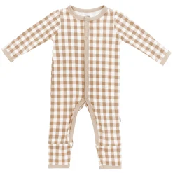 Outlet Kyte Baby Romper in Gingham Bisque
