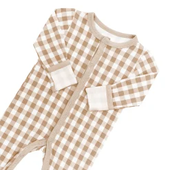 Outlet Kyte Baby Romper in Gingham Bisque