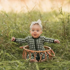 Discount Kyte Baby Romper in Gingham Fir
