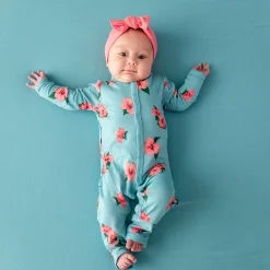 Outlet Kyte Baby Romper in Hibiscus