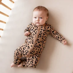 Best Kyte Baby Romper in Latte Leopard
