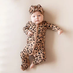 Best Kyte Baby Romper in Latte Leopard
